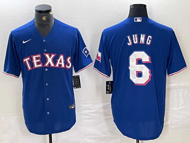 Men%27s Texas Rangers #6 Josh Jung Blue Stitched MLB Cool Base Nike Jersey